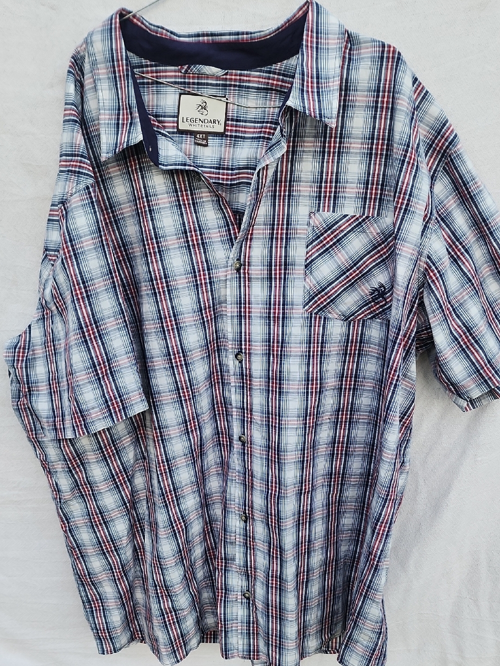 Legendary Whitetails Men’s Blue Plaid Short-Sleeve Button Down Shirt Size 4XL